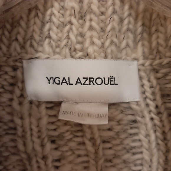 Yigal Azrouel Mohair Wool Cardigan Sweater Medium Cable Knit Fisherman Chunky - Picture 7 of 9